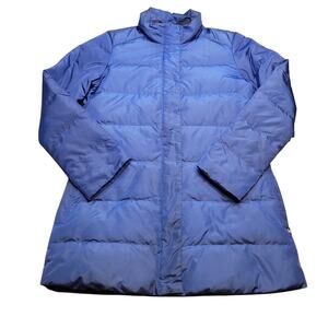 Brooks Brothers Duck Down Puffer Coat Blue Women’s 10 Long Jacket Warm EUC